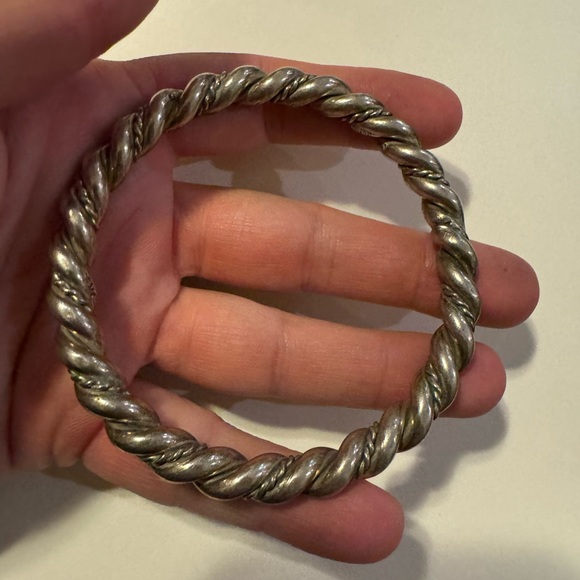 Sterling twisted silver rope style bangle